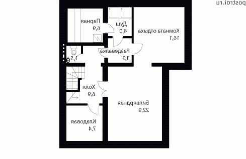 W-213-1P проект двухэтажного дома из пенобетона с цоколем и гаражом размером 11 на 15  - цоколь