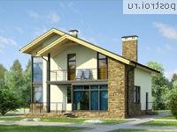 W-213-1P проект двухэтажного дома из пенобетона с цоколем и гаражом размером 11 на 15 