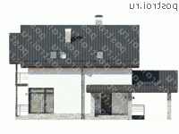 W-215-1P проект двухэтажного дома из пеноблоков с гаражом размером 10 на 13  - вид спереди