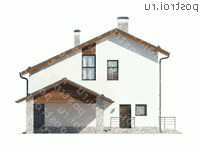 W-215-1P проект двухэтажного дома из пеноблоков с гаражом размером 10 на 13  - вид слева