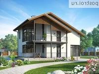 W-215-1P проект двухэтажного дома из пеноблоков с гаражом размером 10 на 13 