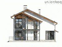 W-215-1P проект двухэтажного дома из пеноблоков с гаражом размером 10 на 13  - вид справа