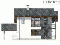 W-215-1P проект двухэтажного дома из пеноблоков с гаражом размером 10 на 13  - вид сзади