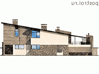 W-231-1P проект двухэтажного коттеджа из пенобетона с гаражом размером 8 на 25  - вид спереди