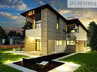 W-231-1P проект двухэтажного коттеджа из пенобетона с гаражом размером 8 на 25 