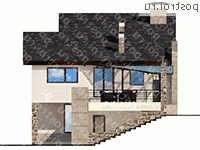 W-231-1P проект двухэтажного коттеджа из пенобетона с гаражом размером 8 на 25  - вид справа