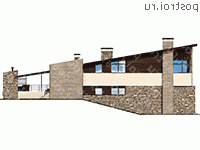 W-231-1P проект двухэтажного коттеджа из пенобетона с гаражом размером 8 на 25  - вид сзади