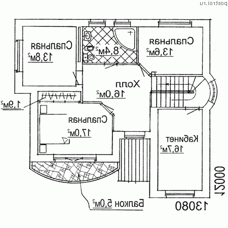 W-255-1K проект двухэтажного коттеджа из кирпича с цоколем и мансардой и гаражом размером 12 на 13  - мансарда