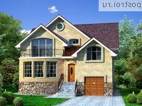 W-255-1K проект двухэтажного коттеджа из кирпича с цоколем и мансардой и гаражом размером 12 на 13 