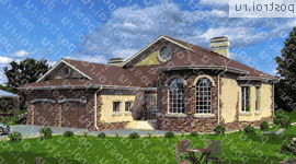 W-263-1K проект одноэтажного дома из кирпича с гаражом размером 19 на 22  - вид спереди