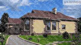 W-263-1K проект одноэтажного дома из кирпича с гаражом размером 19 на 22  - вид слева