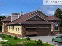 W-263-1K проект одноэтажного дома из кирпича с гаражом размером 19 на 22 