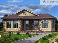 W-263-1K проект одноэтажного дома из кирпича с гаражом размером 19 на 22 