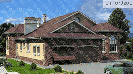 W-263-1K проект одноэтажного дома из кирпича с гаражом размером 19 на 22  - вид справа