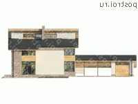 W-270-1P проект двухэтажного дома из пеноблоков с гаражом размером 17 на 13  - вид спереди