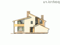 W-270-1P проект двухэтажного дома из пеноблоков с гаражом размером 17 на 13  - вид слева