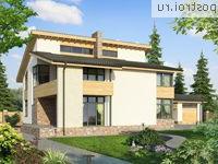 W-270-1P проект двухэтажного дома из пеноблоков с гаражом размером 17 на 13 