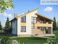 W-270-1P проект двухэтажного дома из пеноблоков с гаражом размером 17 на 13 