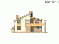 W-270-1P проект двухэтажного дома из пеноблоков с гаражом размером 17 на 13  - вид справа