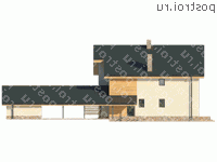 W-270-1P проект двухэтажного дома из пеноблоков с гаражом размером 17 на 13  - вид сзади