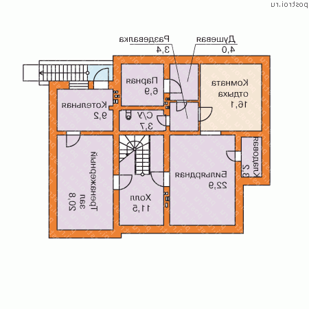 W-271-1K проект двухэтажного дома из кирпича с цоколем размером 10 на 13  - цоколь