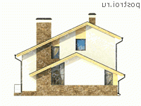 W-271-1K проект двухэтажного дома из кирпича с цоколем размером 10 на 13  - вид справа