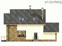 W-271-1K проект двухэтажного дома из кирпича с цоколем размером 10 на 13  - вид сзади