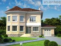 W-275-1K проект двухэтажного дома из кирпича с мансардой и гаражом размером 14 на 16 