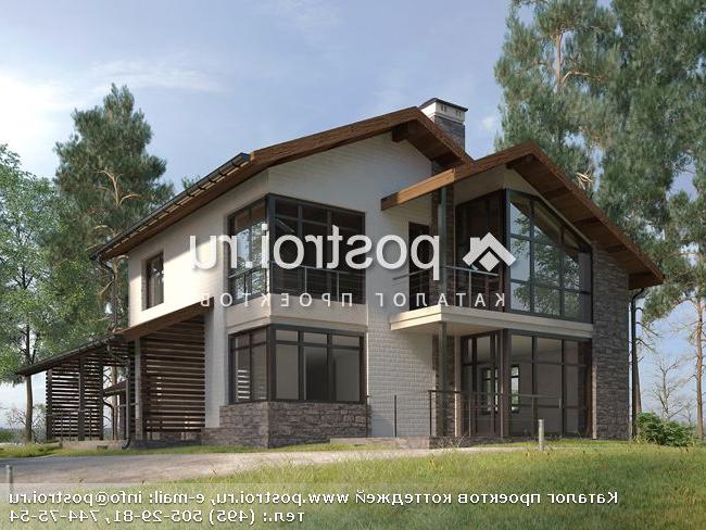 W-275-1P проект двухэтажного дома из пеноблоков с гаражом размером 16 на 21 