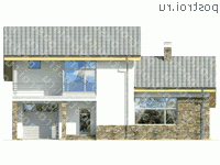 W-298-1P проект двухэтажного дома из пенобетона с гаражом размером 14 на 16  - вид спереди