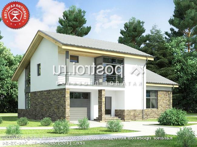 W-298-1P проект двухэтажного дома из пенобетона с гаражом размером 14 на 16 