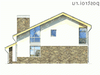 W-298-1P проект двухэтажного дома из пенобетона с гаражом размером 14 на 16  - вид справа