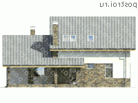 W-298-1P проект двухэтажного дома из пенобетона с гаражом размером 14 на 16  - вид сзади