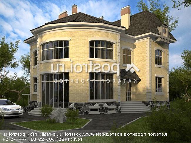 W-338-1K проект двухэтажного дома из кирпича с цоколем размером 12 на 15 