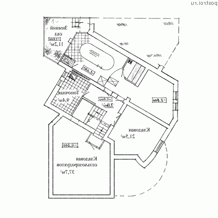 W-346-1K проект двухэтажного дома из кирпича с цоколем и мансардой и гаражом размером 19 на 14 - цоколь W-346-1K проект двухэтажного дома из кирпича с цоколем и мансардой и гаражом размером 19 на 14 - цоколь