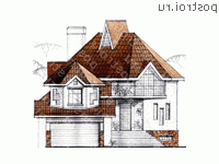 W-346-1K проект двухэтажного дома из кирпича с цоколем и мансардой и гаражом размером 19 на 14 - вид спереди W-346-1K проект двухэтажного дома из кирпича с цоколем и мансардой и гаражом размером 19 на 14 - вид спереди