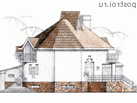 W-346-1K проект двухэтажного дома из кирпича с цоколем и мансардой и гаражом размером 19 на 14 - вид слева W-346-1K проект двухэтажного дома из кирпича с цоколем и мансардой и гаражом размером 19 на 14 - вид слева