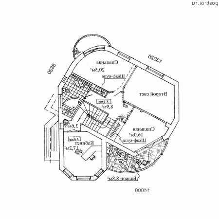 W-346-1K проект двухэтажного дома из кирпича с цоколем и мансардой и гаражом размером 19 на 14 - мансарда W-346-1K проект двухэтажного дома из кирпича с цоколем и мансардой и гаражом размером 19 на 14 - мансарда