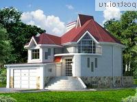 W-346-1K проект двухэтажного дома из кирпича с цоколем и мансардой и гаражом размером 19 на 14 