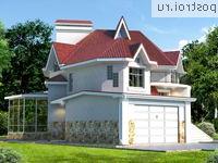 W-346-1K проект двухэтажного дома из кирпича с цоколем и мансардой и гаражом размером 19 на 14 