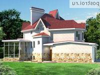 W-346-1K проект двухэтажного дома из кирпича с цоколем и мансардой и гаражом размером 19 на 14 