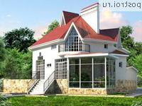 W-346-1K проект двухэтажного дома из кирпича с цоколем и мансардой и гаражом размером 19 на 14 