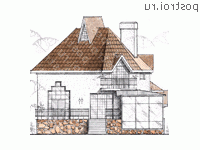 W-346-1K проект двухэтажного дома из кирпича с цоколем и мансардой и гаражом размером 19 на 14 - вид справа W-346-1K проект двухэтажного дома из кирпича с цоколем и мансардой и гаражом размером 19 на 14 - вид справа