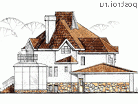 W-346-1K проект двухэтажного дома из кирпича с цоколем и мансардой и гаражом размером 19 на 14 - вид сзади W-346-1K проект двухэтажного дома из кирпича с цоколем и мансардой и гаражом размером 19 на 14 - вид сзади