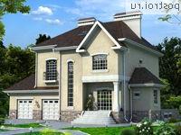 W-482-1K проект трехэтажного дома из кирпича с цоколем и мансардой и гаражом размером 14 на 17 