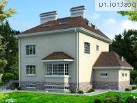 W-482-1K проект трехэтажного дома из кирпича с цоколем и мансардой и гаражом размером 14 на 17 