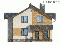 X-147-1P проект двухэтажного дома из газобетона размером 10 на 10  - вид спереди