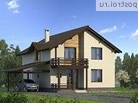 X-150-5P проект двухэтажного дома из пеноблоков с гаражом размером 11 на 14 