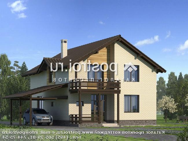 X-150-5P проект двухэтажного дома из пеноблоков с гаражом размером 11 на 14 