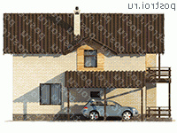 X-150-5P проект двухэтажного дома из пеноблоков с гаражом размером 11 на 14  - вид справа